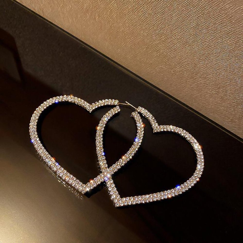 Heart Rhinestone Earrings - Picture 3 of 3